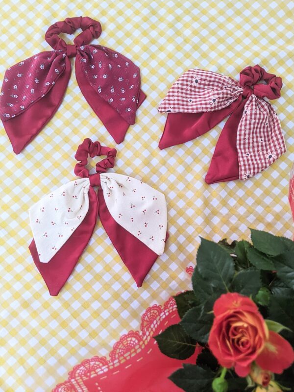 Dây cột tóc tiểu thư 2 tầng tone đỏ D42